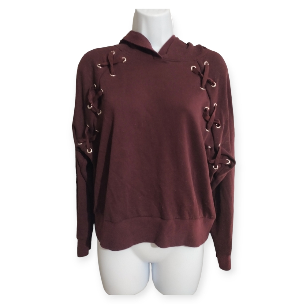 Women's Burgundy Lace-Up Hoodie